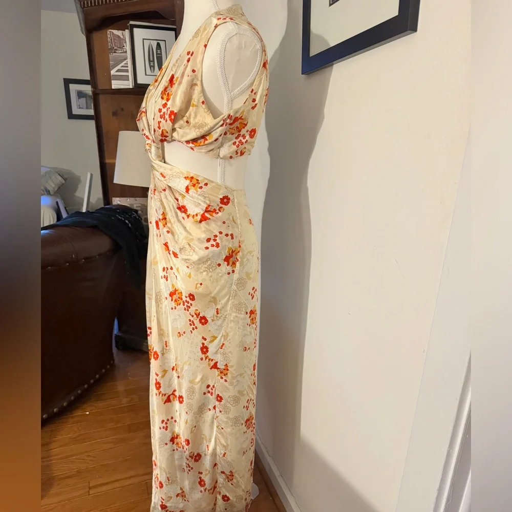 Auteur silk twist gown in kimono print, size S - Picture 5 of 15